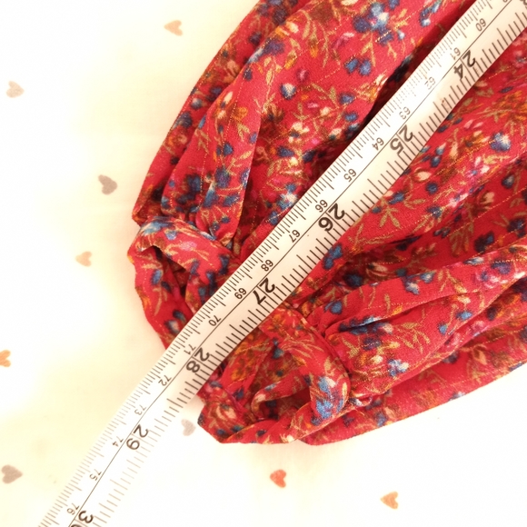SEZANE RED FLORAL BLOUSE SZ 36 - Picture 6 of 7